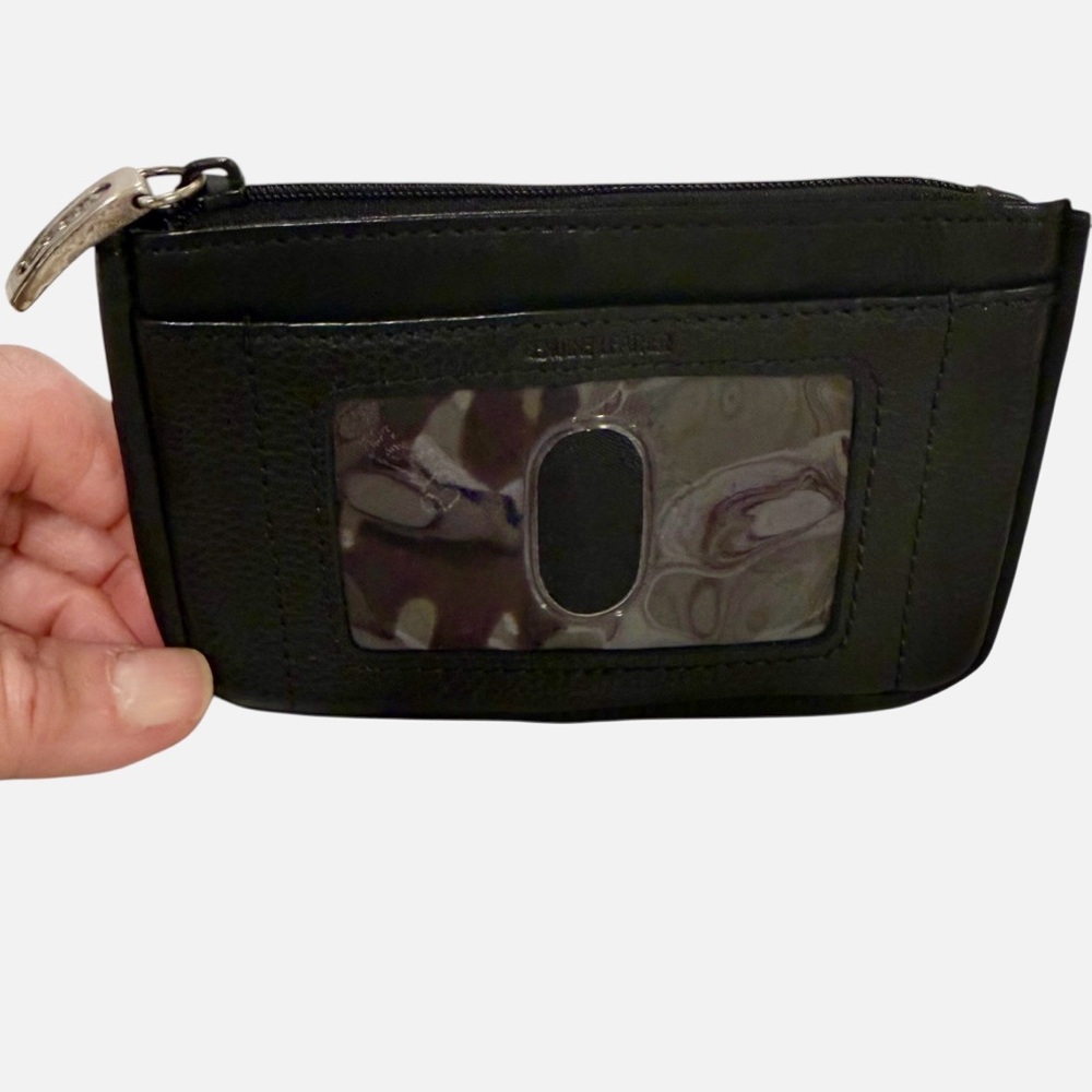 5 for $25! Fossil Black Pebbled Leather ID Zip Close & Side Snap Wallet